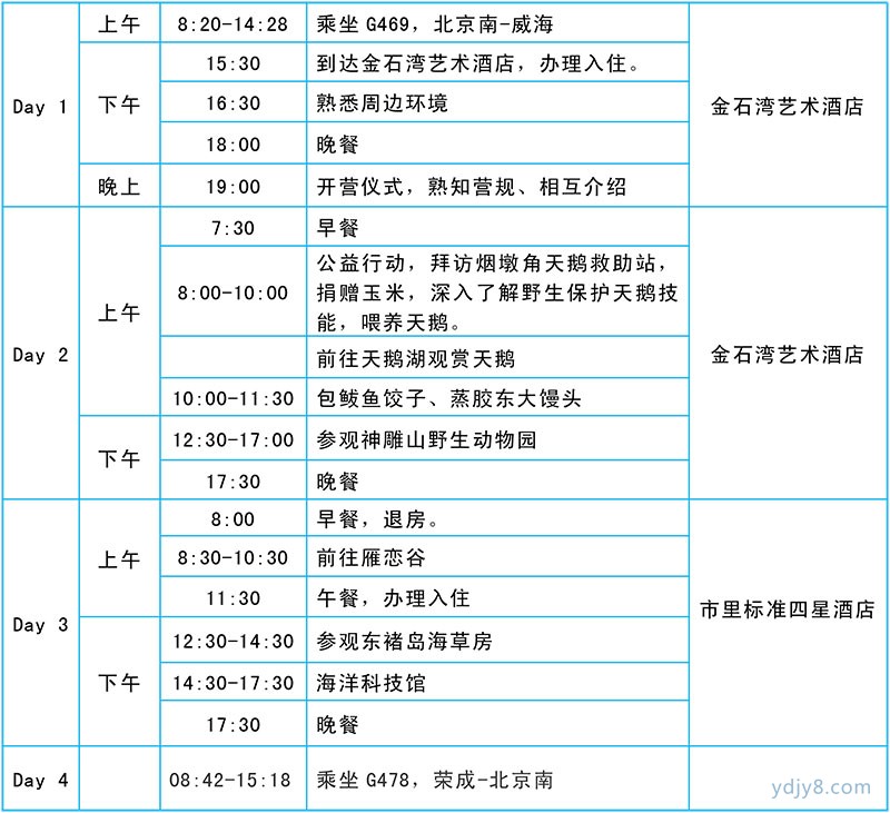天鹅保育营-日程安排